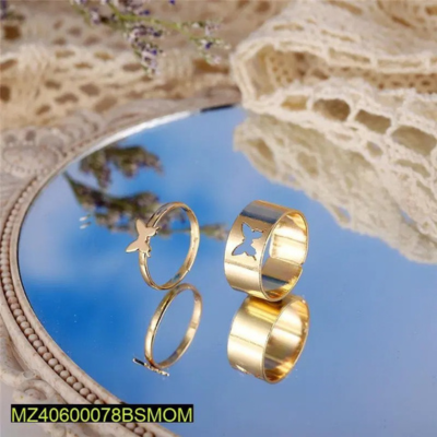 2 Pcs Golden Butterfly Couple Ring