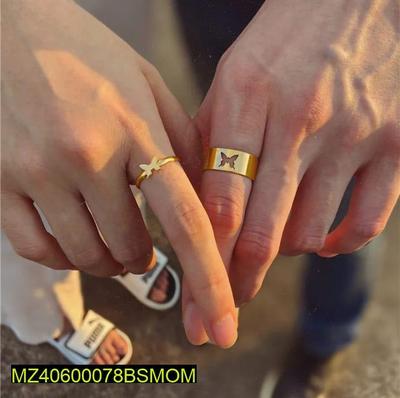 2 Pcs Golden Butterfly Couple Ring